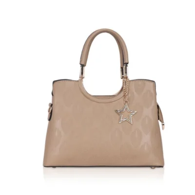 Women's Faux Leather Printed Adjustable Long Belt Handbag (Khaki)