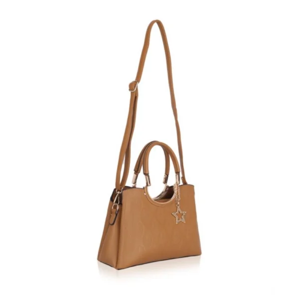 Women's Faux Leather Printed Adjustable Long Belt Handbag (Brown) - Image 2