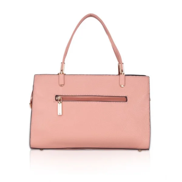 Women's Faux Leather Textured Adjustable Long Belt Handbag (Pink) - Image 4