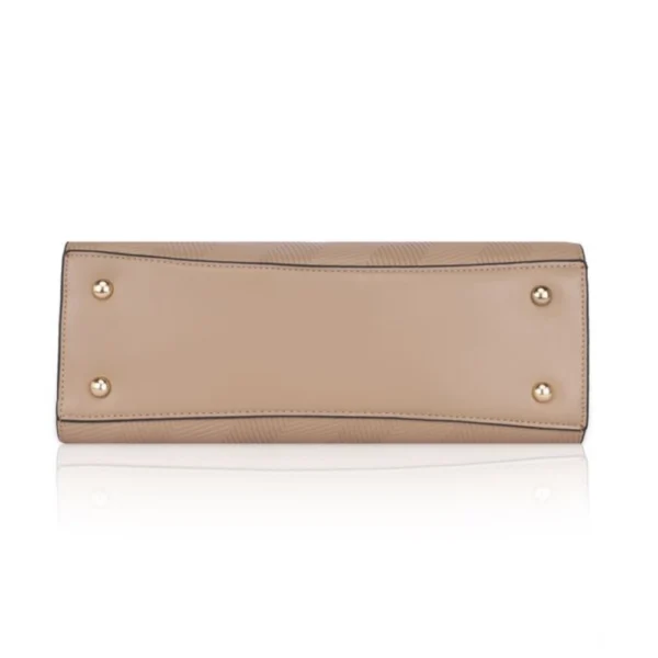 Women's Faux Leather Textured Adjustable Long Belt Handbag (Khaki) - Image 3