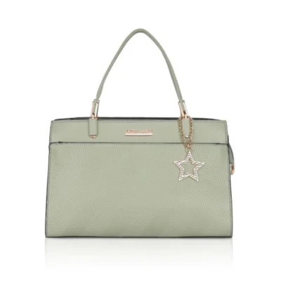 Women's Faux Leather Textured Adjustable Long Belt Handbag (Green)