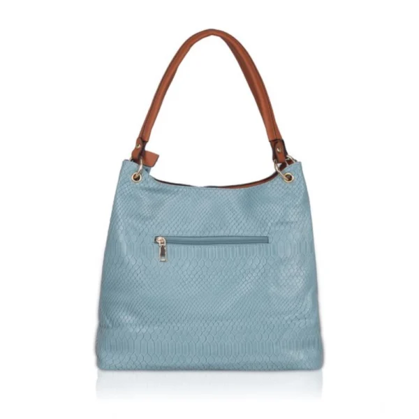 Women's Faux Leather Textured Tote Bag (Grey) - Image 4