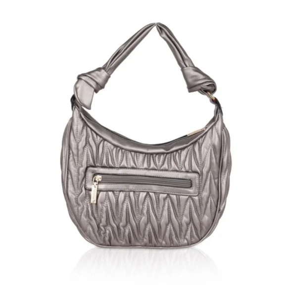 Women's Faux Leather Textured Handbag (Silver Grey) - Image 4