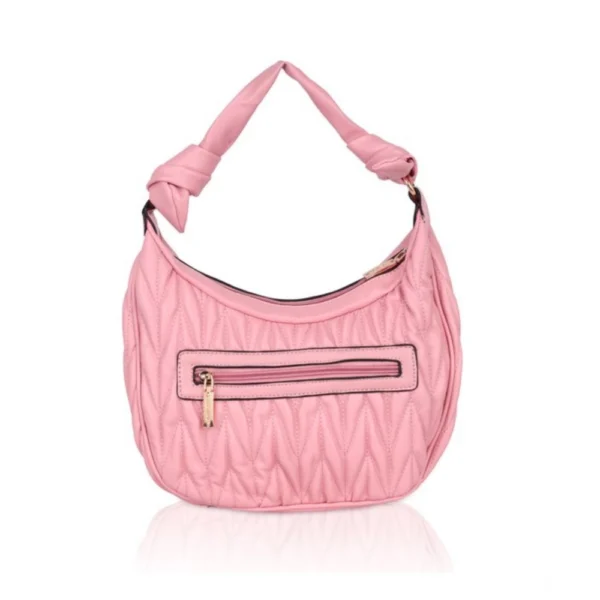 Women's Faux Leather Textured Handbag (Pink) - Image 4
