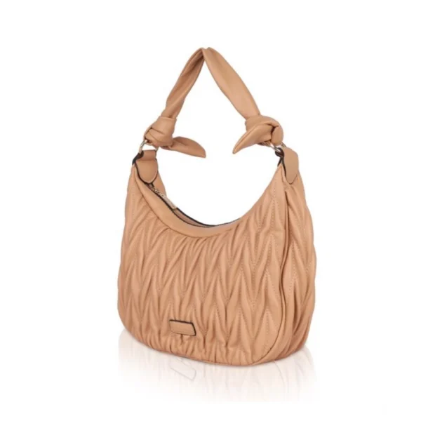 Women's Faux Leather Textured Handbag (Beige) - Image 6