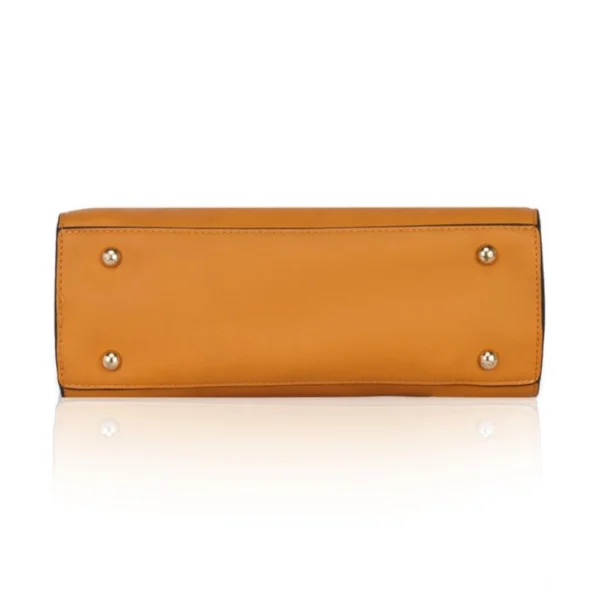 Women's Faux Leather Solid Handbag (Yellow) - Image 3