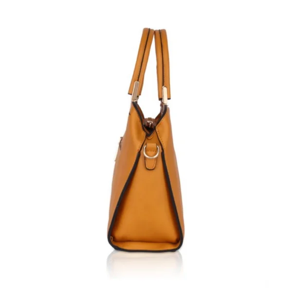 Women's Faux Leather Solid Handbag (Yellow) - Image 5