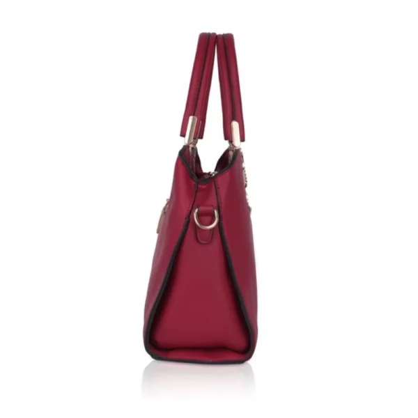 Women's Faux Leather Solid Handbag (Maroon) - Image 5