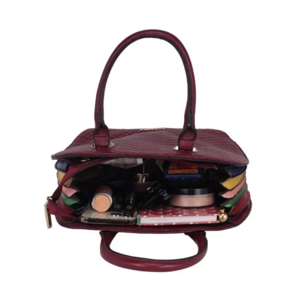 Women's Faux Leather Printed Adjustable Long Belt Handbag (Maroon) - Image 2