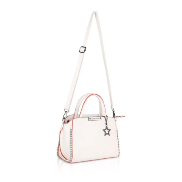 Women's Faux Leather Metal Beads Handbag (White) - Image 3