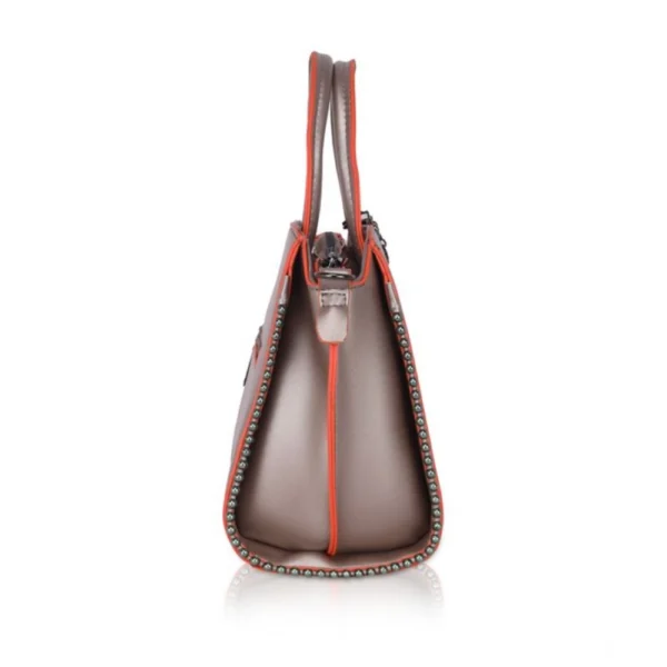 Women's Faux Leather Metal Beads Handbag (Bronze) - Image 5