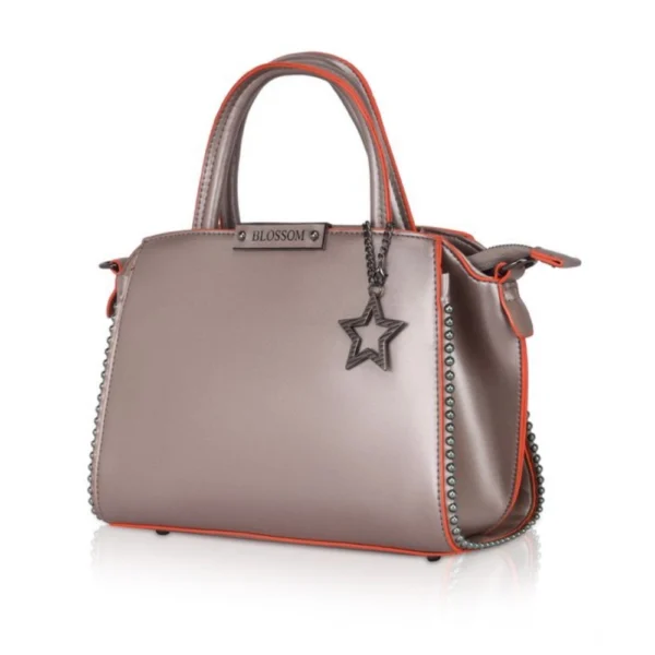 Women's Faux Leather Metal Beads Handbag (Bronze) - Image 6