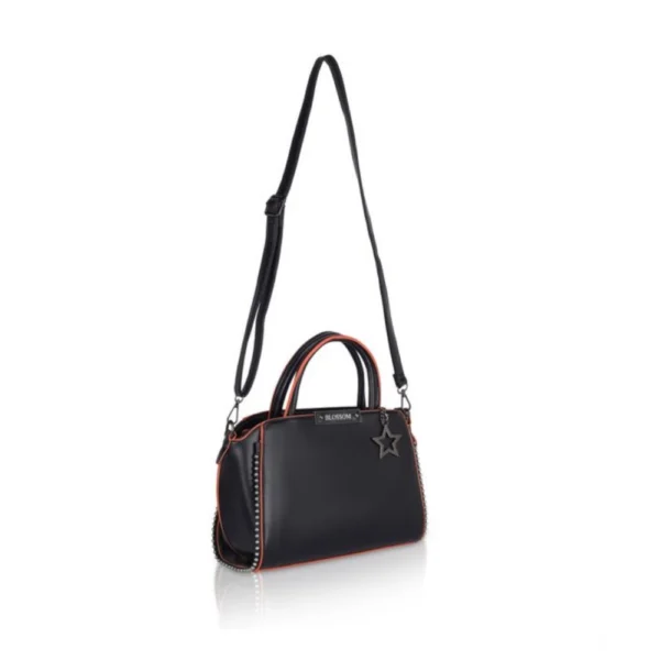 Women's Faux Leather Metal Beads Handbag (Black) - Image 2