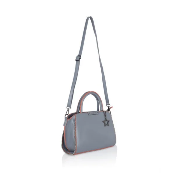 Women's Faux Leather Metal Beads Handbag (Grey) - Image 2