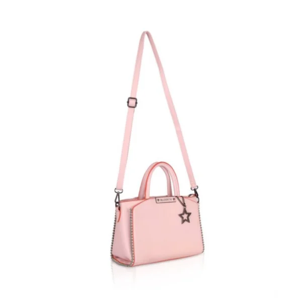 Women's Faux Leather Metal Beads Handbag (Pink) - Image 3