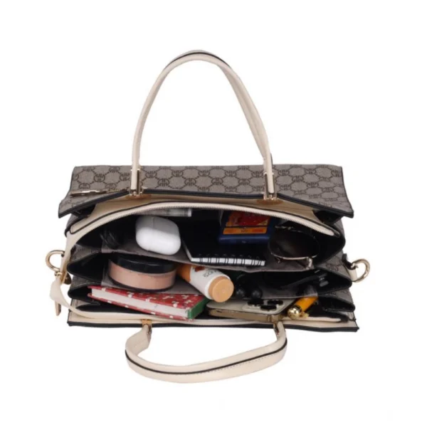 Women's Faux Leather Printed Handbag (Beige) - Image 2
