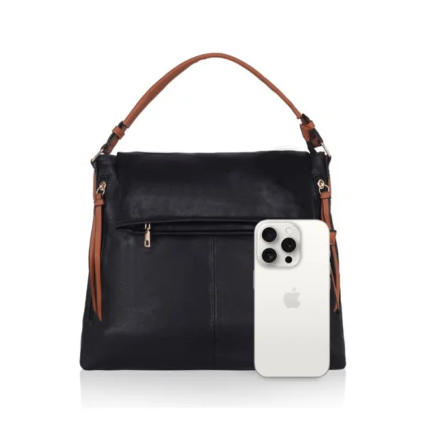 Women's Faux Leather Solid Sling Bag (Black) - Image 4