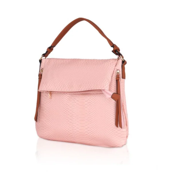 Women's Faux Leather Textured Sling Bag (Pink) - Image 6