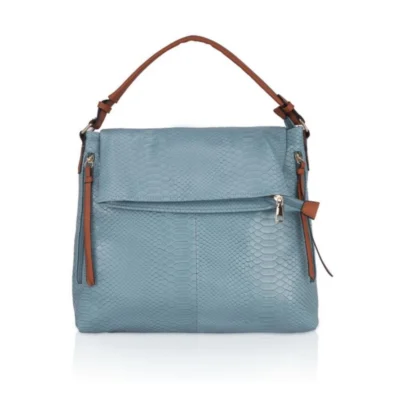 Women's Faux Leather Textured Sling Bag (Blue)