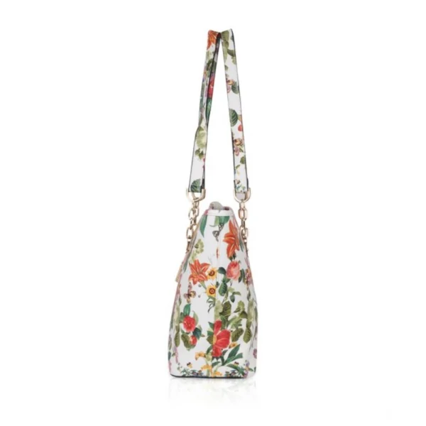 Women's Faux Leather Printed Tote Bag (White Orang) - Image 5