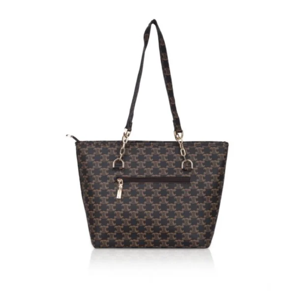 Women's Faux Leather Printed Tote Bag (Brown) - Image 4