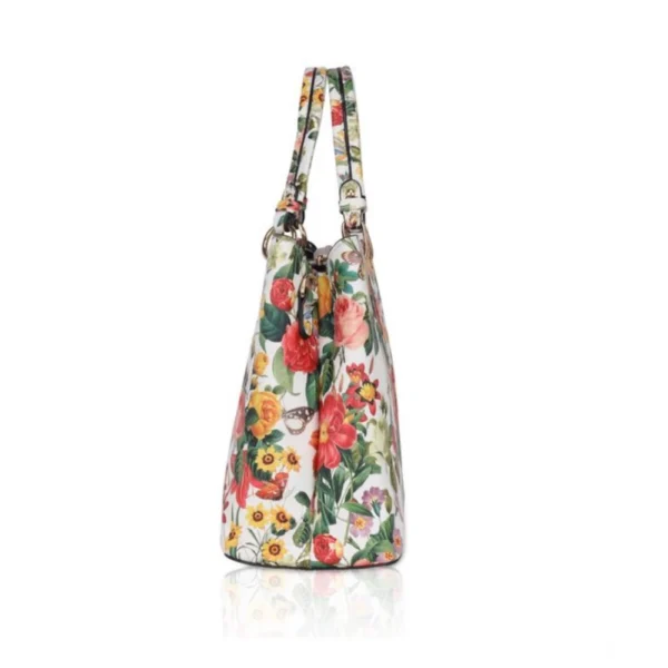 Women's Faux Leather Printed Handheld Bag (White Orang) - Image 5