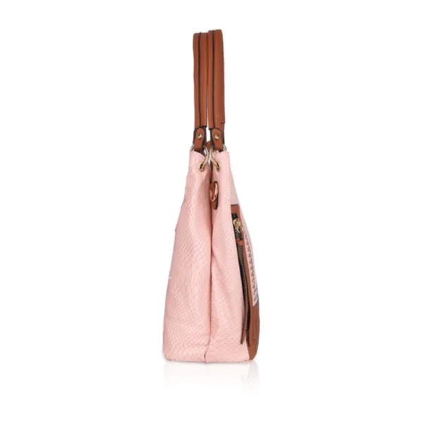 Women's Faux Leather Printed Tote Bag (Pink) - Image 5