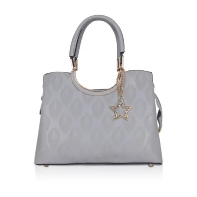 Women's Faux Leather Printed Adjustable Long Belt Handbag (Grey)