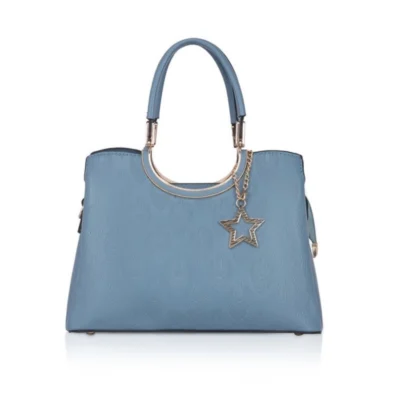 Women's Faux Leather Printed Adjustable Long Belt Handbag (Blue)