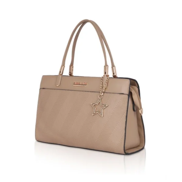 Women's Faux Leather Textured Adjustable Long Belt Handbag (Khaki) - Image 6