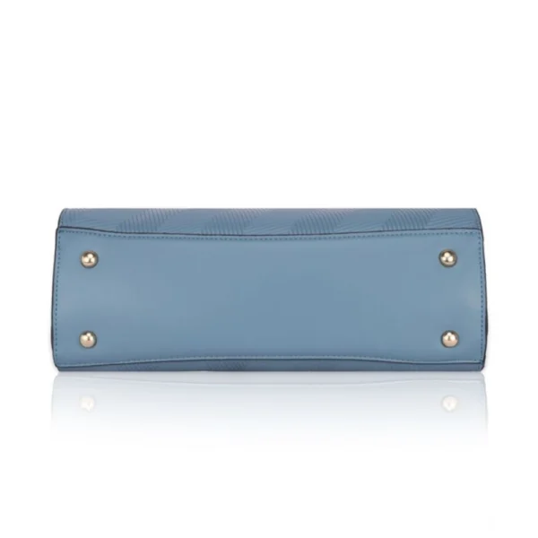 Women's Faux Leather Textured Adjustable Long Belt Handbag (Blue) - Image 3