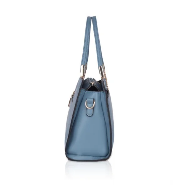Women's Faux Leather Textured Adjustable Long Belt Handbag (Blue) - Image 5
