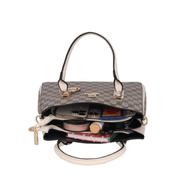 Women's Faux Leather Printed Handbag (Beige) - Image 2