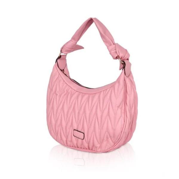 Women's Faux Leather Textured Handbag (Pink) - Image 6