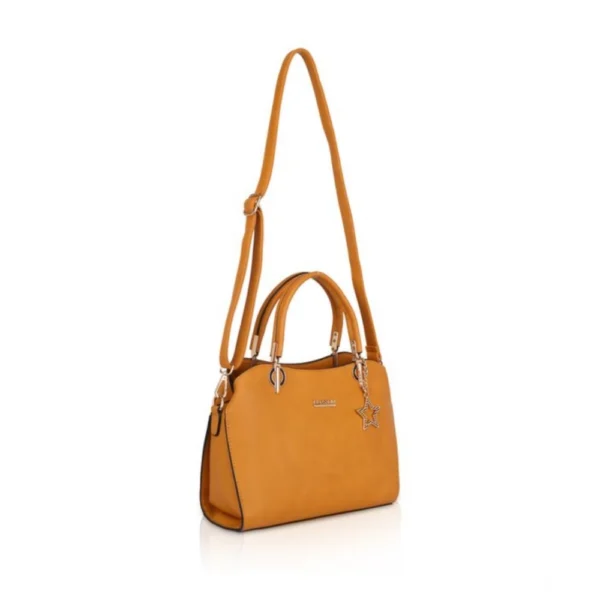 Women's Faux Leather Solid Handbag (Yellow) - Image 2
