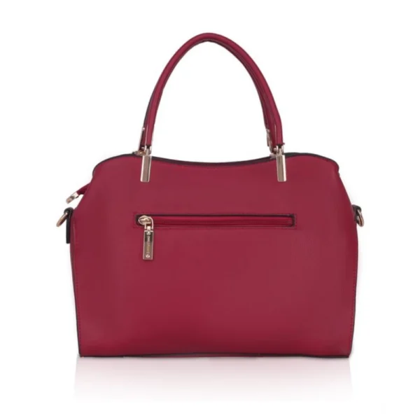 Women's Faux Leather Solid Handbag (Maroon) - Image 4