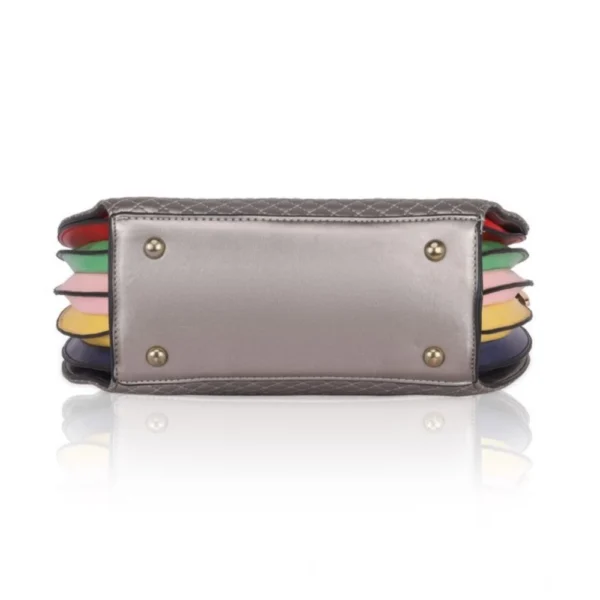 Women's Faux Leather Printed Adjustable Long Belt Handbag (Silver Grey) - Image 3