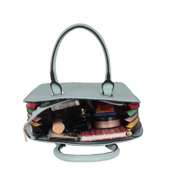 Women's Faux Leather Printed Adjustable Long Belt Handbag (Green) - Image 4