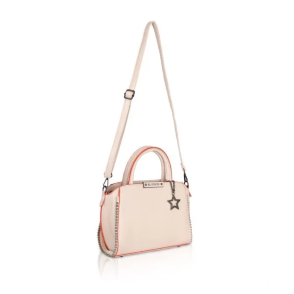 Women's Faux Leather Metal Beads Handbag (Pink) - Image 2