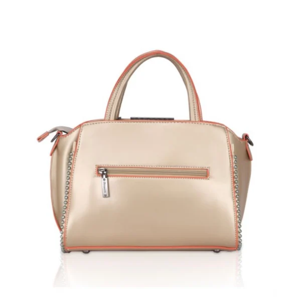 Women's Faux Leather Metal Beads Handbag (Gold) - Image 4