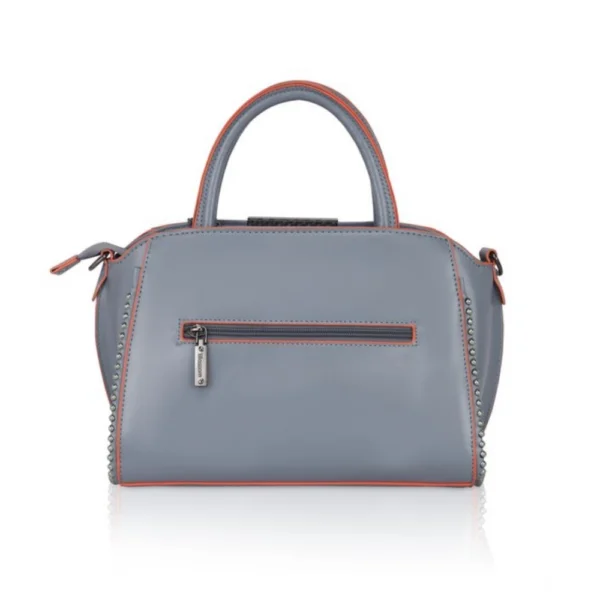 Women's Faux Leather Metal Beads Handbag (Grey) - Image 4