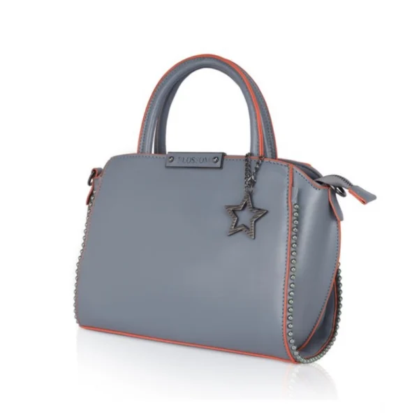 Women's Faux Leather Metal Beads Handbag (Grey) - Image 6