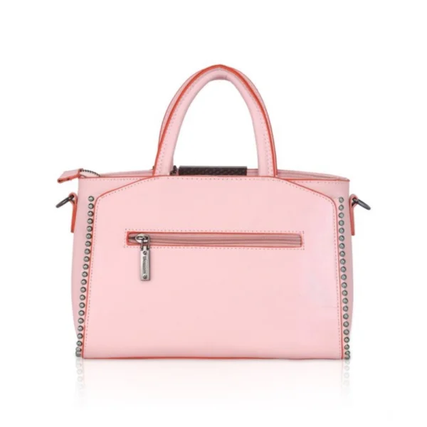 Women's Faux Leather Metal Beads Handbag (Pink) - Image 6