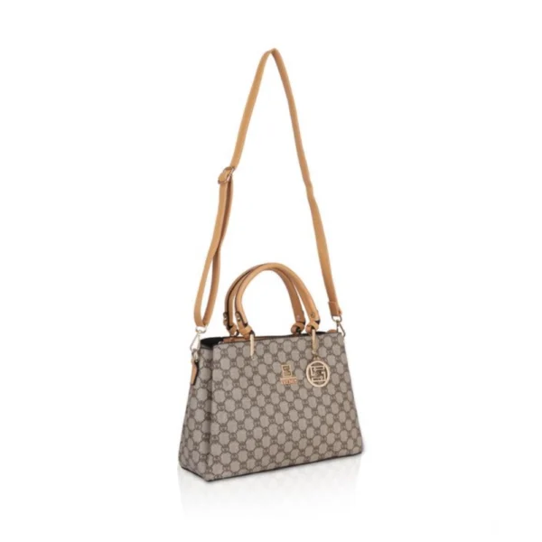 Women's Faux Leather Printed Handbag (Camel) - Image 2