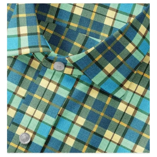 Men's Cotton Blended Checked Full Sleeve Shirt (Green-Yellow) - Image 2