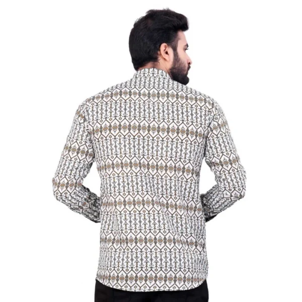 Men's Cotton Blended Printed Full Sleeve Shortkurta (Multicolor) - Image 6