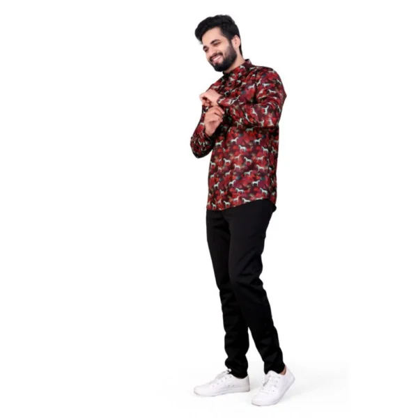 Men's Cotton Blended Printed Full Sleeve Shortkurta (Multicolor) - Image 4