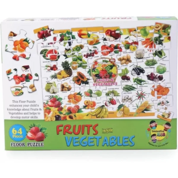 64_Pcs Set Fruits and Vegetables Puzzle | Cardboard | Educational Kids Collections>Toys | 4+ Years - Image 3