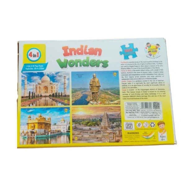 160_Pcs Set Indian Wonders Puzzle  |   Cardboard  |   Educational Kids Collections>Toys| 3+ Years - Image 2