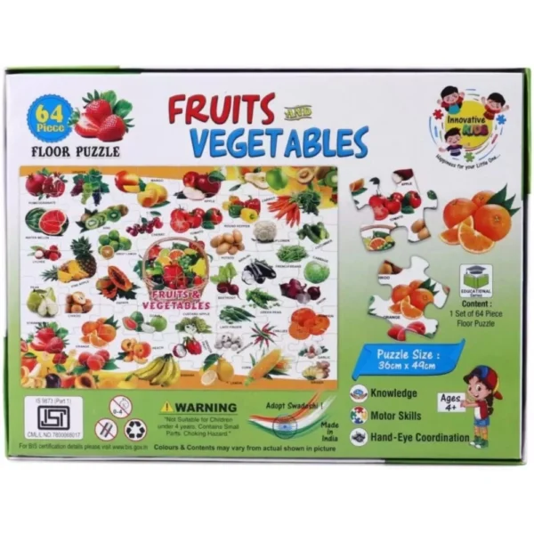 64_Pcs Set Fruits and Vegetables Puzzle | Cardboard | Educational Kids Collections>Toys | 4+ Years - Image 2